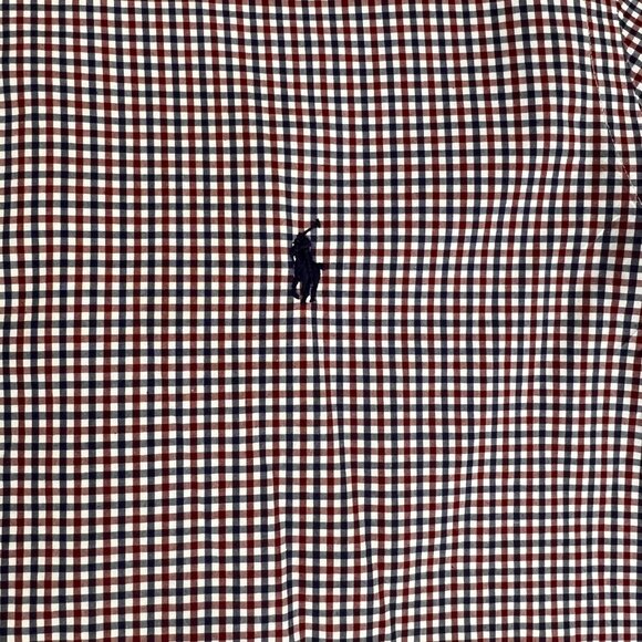 Ralph Lauren Mens XL Red Shirt Blue White Check Button Down Long Sleeve Cotton - Picture 9 of 13